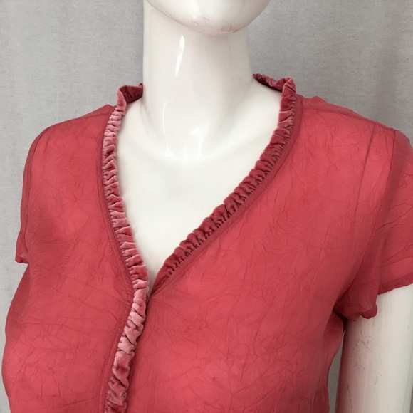 SOLD XS J. Jill Button Down Short Sleeve Sheer Top - Picture 4 of 8